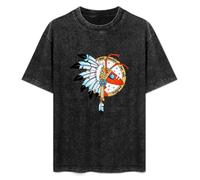 Mootaa Men's Women's Washed Vintage T Shirt Adam Ant Warrior Unisex Antique Wash T-Shirts Black M