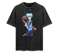 Mootaa Men's Women's Washed Vintage T Shirt Assassination Classroom Nagisa Shiota Unisex Antique Wash T-Shirts Black XL