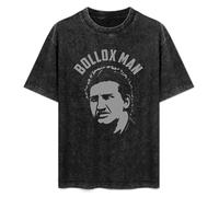 Mootaa Men's Women's Washed Vintage T Shirt Bollox Man Unisex Antique Wash T-Shirts Black S