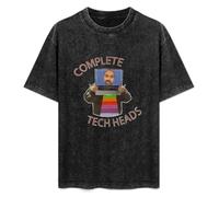 Mootaa Men's Women's Washed Vintage T Shirt Chabuddy G Complete Tech Heads Unisex Antique Wash T-Shirts Black XXL