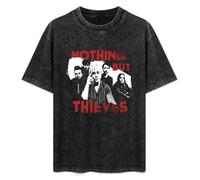 Mootaa Men's Women's Washed Vintage T Shirt Nothing But Thieves Unisex Antique Wash T-Shirts Black S
