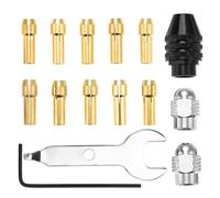 MOOTVGOO Set di pinze di ricambio per mandrini per trapano Dremel, 10 pinze in ottone 4485, 2 dadi interamente in metallo, 1 mandrino senza chiave 4486 fornito con chiave aperta super sottile, chiave