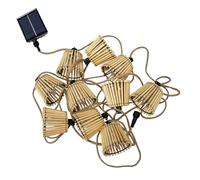 Moovere OKINAWA - Ghirlanda di luci per esterni sotto soffitto in fibra di bambù, 10 lanterne LED 8 metri lunghezza (solare + batteria)