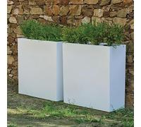 MOOVERE Vaso per fiori di colore opaco moderno per interni/esterni, per piante e fiori in polietilene (80 cm (80 x 32 x 80 cm), bianco)