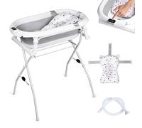 moovkee. Pieghevole Vaschetta Bagnetto Neonato con Supporto 80cm - Vasca da Bagno Bambini 1-3 Anni con Termometro Incorporato e Tubo di Scarico - Offri il massimo comfort al tuo bambino