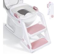 moovkee. Riduttore WC Bambini con Scaletta Rosa Dai 18 Mesi - Adattatore WC per Bambini Pieghevole, Maschietti e Femminucce - Regolazione Continua in Altezza - Completamente Ripiegabile