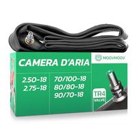 MoovMoov Camera d’Aria per Pneumatici 70/100-18, 80/80-18 e 90/70-18, 2.50-18 e 2.75-18 - Per Moto, Pit Bike e Ciclomotore - Cerchio da 18 pollici