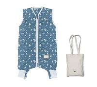 MOOVO by Nuvita 90200 | Sacco Nanna con Piedini e Calzini Antiscivolo Pieghevoli, in Cotone Biologico, certificato OEKO TEX, TOG 2.5 | Taglia: 2 anni | Powder Blue