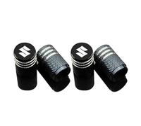 MOOWI 4 Pezzi Tappini gomme Auto per Suzuki Swift SX4 Vitara Baleno Ignis, Tappi Auto Gomme Cappuccio Valvola a Prova di Perdita, Tappi Parapolvere Pneumatici Auto,Black