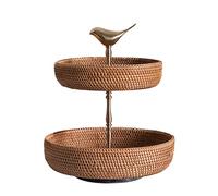 MOOWI Ciotole di frutta Cesto di frutta a 2 livelli Frutta e verdura di stoccaggio Porta di pane snack Pane in casa in casa soggiorno e ufficio Piatto di frutta decorativo