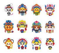 Moowi Kit 5D Diamond Painting Adesivi, 12 Pezzi per Bambini, Cartoni Adesivo, DIY Diamante Kit Artigianato