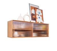 MOOWI Libreria Piccolo armadietto pensile in legno, libreria a parete con anta scorrevole in vetro, zona pranzo a parete, scaffale for cucina e soggiorno Scaffale per libri(L120xW30xH40 cm)