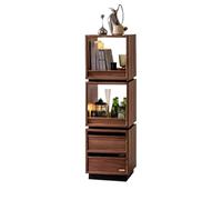 MOOWI Libreria Scaffale for libri girevole rettangolare con doppio cassetto, base con ripiano for giradischi in ferro, for scaffali for libri for la casa, forniture for lo studio Scaffale per libri