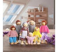 Mooyii Bambole in legno 7 persone famiglia bambole pieghevoli casa delle bambole set