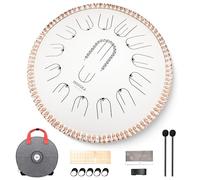 MOOZICA Steel Handpan Tongue Drum da 15 Pollici - Handpan con 15 Note in Do Maggiore con Design Ottava Overtone - Strumento Handpan a Professionale con Borsa per il Trasporto (Do maggiore, Bianca)