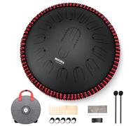 MOOZICA Steel Handpan Tongue Drum da 15 Pollici - Handpan con 15 Note in Do Maggiore con Design Ottava Overtone - Strumento Handpan a Professionale con Borsa per il Trasporto (Do maggiore,Nero) (Nero)