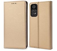 Moozy Cover per Xiaomi Redmi Note 11 Pro 5G/4G, Oro - Custodia a Libro Cover Flip Case Smart Magnetica Portafoglio con Appoggio e Porta Carte