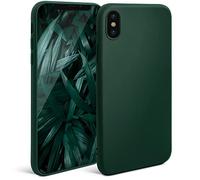 Moozy Minimalist Series, Cover in Silicone per iPhone X e iPhone XS, Verde Notte - Finitura Opaca, Custodia Sottile e Morbida in TPU