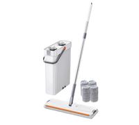 Mop With Bucket Set - Wet and Dry Household Cleaner Tool | Comprehensive Flat Mop and Bucket System con 4 cuscinetti in microfibra | Per piastrelle pavimento in legno duro cucina bagno soggiorno