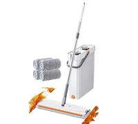 Mop with Bucket Set - Wet and Dry Household Cleaner Tool | Comprehensive Flat Mop and Bucket System with 4 microfibre Pads | for Hardwood Floor Tile Kitchen Bathroom Living Room Window