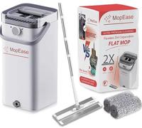 MopEase Set di mocio e secchio piatto ultra premium 2025, design a 3 camere per la separazione dell'acqua pulita e sporca, copertura trasparente impermeabile, indicatore visivo di pulizia, per