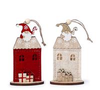 Mopec, 2 x 11,3 x 2 cm NW68 Confezione da 6 ciondoli a forma di papa Noel tetto rosso/beige, multicolore