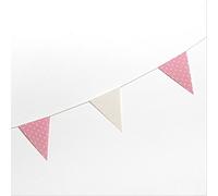 Mopec A141.02 Tessuto bandiera ghirlanda 12 x 16 cm, pois avorio e rosa, 180 cm, confezione da 2 unità, taglia unica