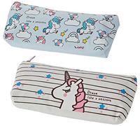 Mopec - Astuccio con cerniera a forma di unicorno, 19 x 9 cm, confezione da 2, rosa e azzurro, taglia unica, 2