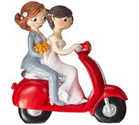Mopec Figura Torta Coppia di spose Pop & Divertimento in Moto, Resina, Bianco, 17 cm