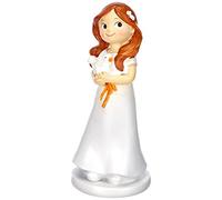 Mopec Figura Torta per Comunione di Bambina e Piccione, Poliresina, 7.8x7.8x16 cm