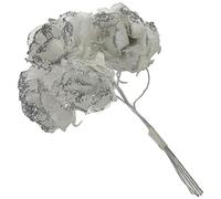 Mopec Fiore Bianco Glitter Argento, pomolo 6, min.12 Pomelli a 6 Fiori, Consistenza, 4x8x5 cm, 12 unità