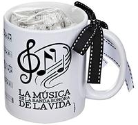 Mopec GB297.1 - Tazza in ceramica con spartito musicale, in confezione regalo, con 6 cioccolatini
