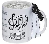 Mopec GB297.3 - Tazza in ceramica con score musicale, in confezione regalo, 6 cioccolatini