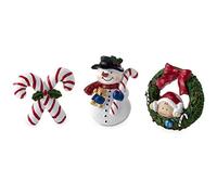 Mopec Magnete e Anello Pit And Pita Corona, Pupazzo di Neve e Bastone, Resina, Bianco, 3 x 7 x 30 cm, 12 Pezzi