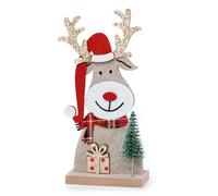 Mopec NA110 Renna Feltro con Base in Legno Albero e Regalo. 8 x 18 x 4 cm, Multicolore
