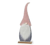 Mopec NA134 Figura Gnomo Cappello Rosa e Base Legno. 13,7 x 40 x 5,5 cm, Multicolore