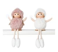 Mopec NA140 Pack de 2 muñecas Rosa y Blanca sentadas con Base Madera. 10x18x6cm Confezione di 2 Bambole Bianca sedute Legno, Multicolore