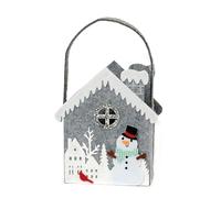 Mopec NA4825 Cesto con ASA fieltro de Una casa con El muñeco Nieve con Una bufanda a Cuadros. 14x24x6,5cm Feltro Pupazzo Neve Quadri Vichy, Grigio
