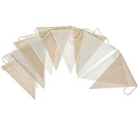 Mopec Pack di 2 Festoni da 180 cm con 12 Bandiere da 16x12x3 cm ciascuna, Tessuto, Beige