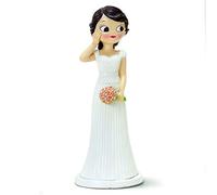 Mopec - Statuetta torta da sposa, mano sulla guancia bianca, 21 cm