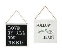 Mopec W160 Pack di Quadri Amore, Legno, Bianco/Nero, 2 x 20 x 20 cm, 2 Pezzi