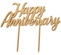 Mopec W197.3 Cake Topper in legno Happy Anniversary, 13 x 21 cm, confezione da 2