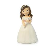 Mopec Y102 Figura Torta Comunione Abito Bianco Ragazza con Cirio 13 cm.