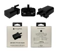 Mophie 20W Adattatore Di Ricarica Veloce USB-C Per Spina UK Nero Solo Caricatore