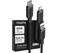 Mophie Charge Stream - Cavo da USB-C a USB-C da 1 m, con adattatore Lightning, cavo di ricarica universale a ricarica rapida da 60 W, certificato MFi, adattatore a doppia punta, intrecciato