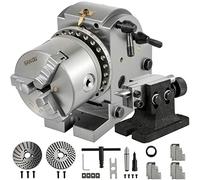 Mophorn Testa di Divisione 4pollici/100mm Testa di Indicizzazione Testa Divisoria Testa Divisione Per Fresatrice Tavola Rotante BS-0, Argento