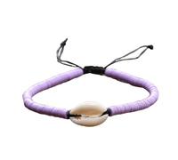 mophrati 1 set di braccialetti intrecciati in resina Wave Strand Bracciale con conchiglia Accessorio di moda San Per Valentino Set di gioielli fatti a mano per l'abito quotidiano, Viola