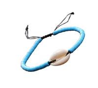 mophrati 1 set di braccialetti intrecciati in resina Wave Strand Bracciale con conchiglia Accessorio di moda San Per Valentino Set di gioielli fatti a mano per l'abito quotidiano, Blu