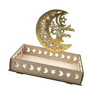 mophrati 1 Set Piatti Ramadan Stoviglie in legno Comodi vassoi da dessert Eid Mubarak Tipico ornamento lunare musulmano per l'esposizione dei pasti