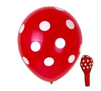 mophrati 100 pezzi Palloncini a pois Palloncini in con punto d'onda Decorazioni per layout Kit colorati Puntelli fotografici da 12 pollici Compleanno, Punto rosso/bianco